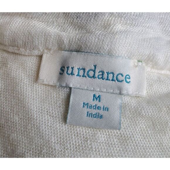 Sundance Womens Linen Knit Boho Peasant Tunic Ivory Medium Top Drop Sleeve Shirt - Picture 6 of 9